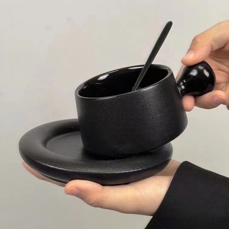 磨砂高级轻奢小众设计高颜值陶瓷马克杯咖啡杯带碟早餐餐厅套装详情4