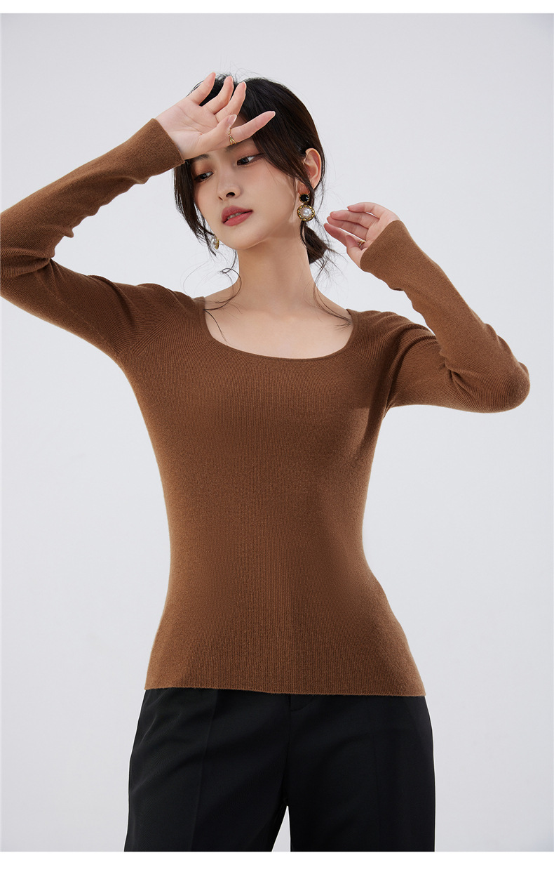 48-count fine-spun wool sweater for women, 100 pure wool seamless one-piece base layer, slim 18-stitch ultra-fine knitted sweater, thin pic 15
