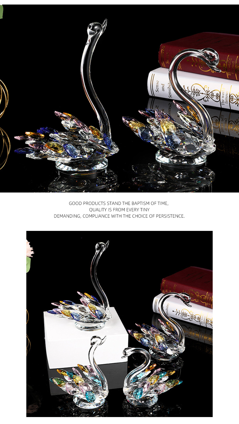 Simple swan ornaments in the living room, light luxury and creative crystal handicrafts, birthday and wedding gifts, crystal swan ornaments pic 10