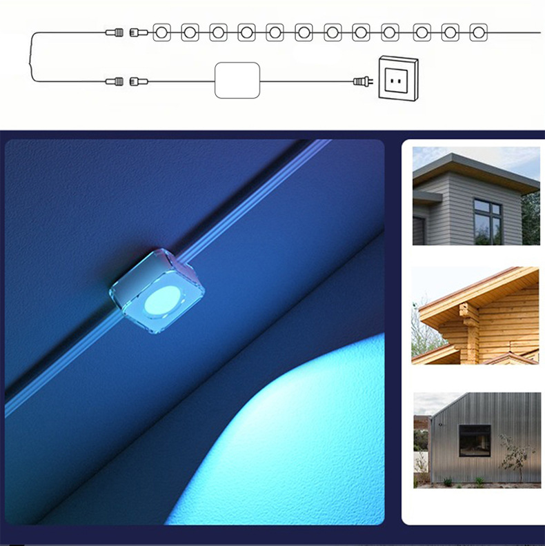 Luz de alero al aire libre bluetooth color mágico musical a prueba de agua APP control inteligente fuente de luz de alero fabricante pic 5