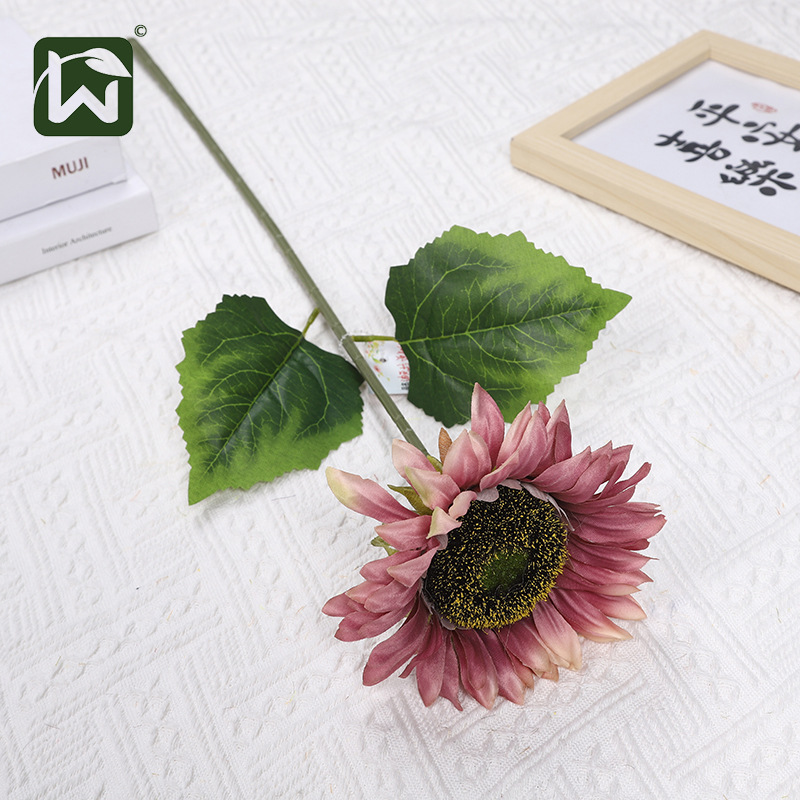 【】 New faux flower single sunflower, retro oil painting sunflower, home living room decoration, suitable for photography pic 15