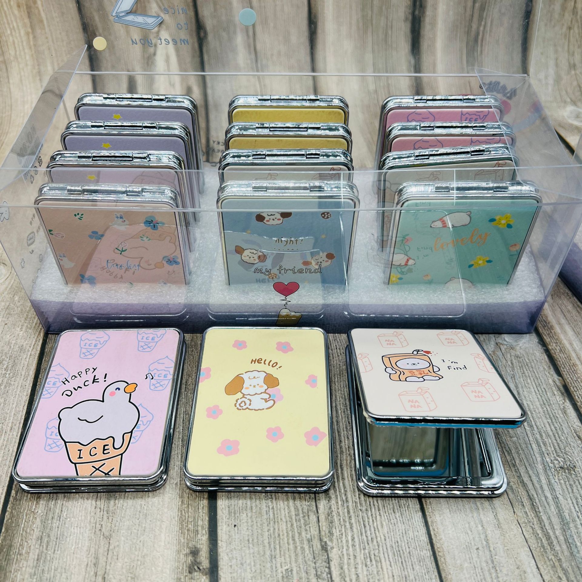 Double-sided mirror, folding mirror, magnifying mirror, portable mini, small makeup mirror, cartoon round mirror pic 2