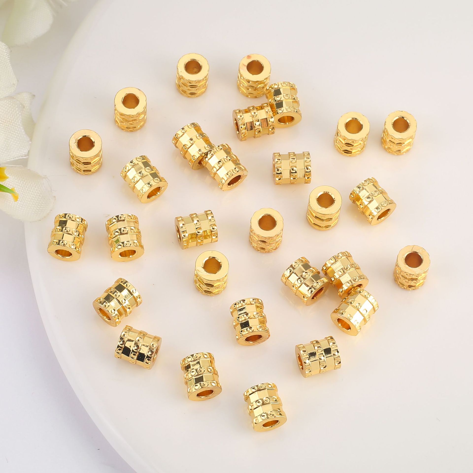 18K保色包金隔片车轮片光面圆片散珠隔珠diy饰品配饰手链项链配件详情3