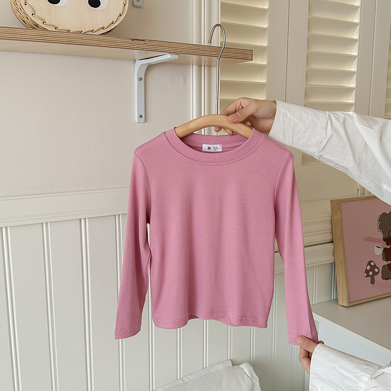 A white long-sleeved loose T-shirt for children, a cute base layer, top and mask T-shirt for boys, girls and babies in spring and autumn pic 21