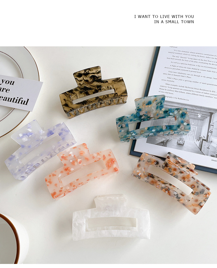 朵薇饰品 秋冬新款韩国亚克力发饰少女清新发夹大号气质发抓详情1