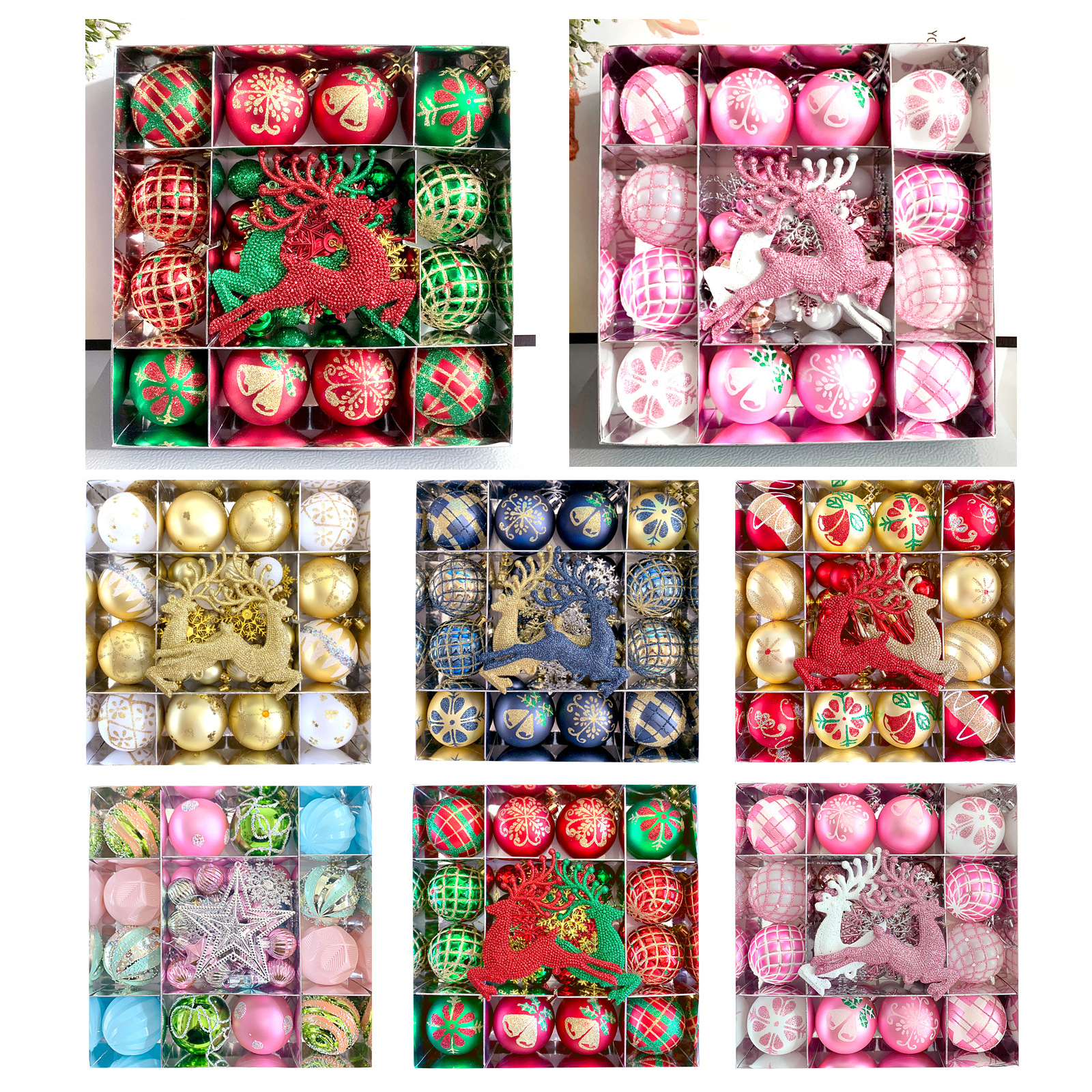 Temu/SHEIN Christmas decorations: Electroplated deer plastic balls, painted Christmas ball sets, Christmas tree pendants pic 1