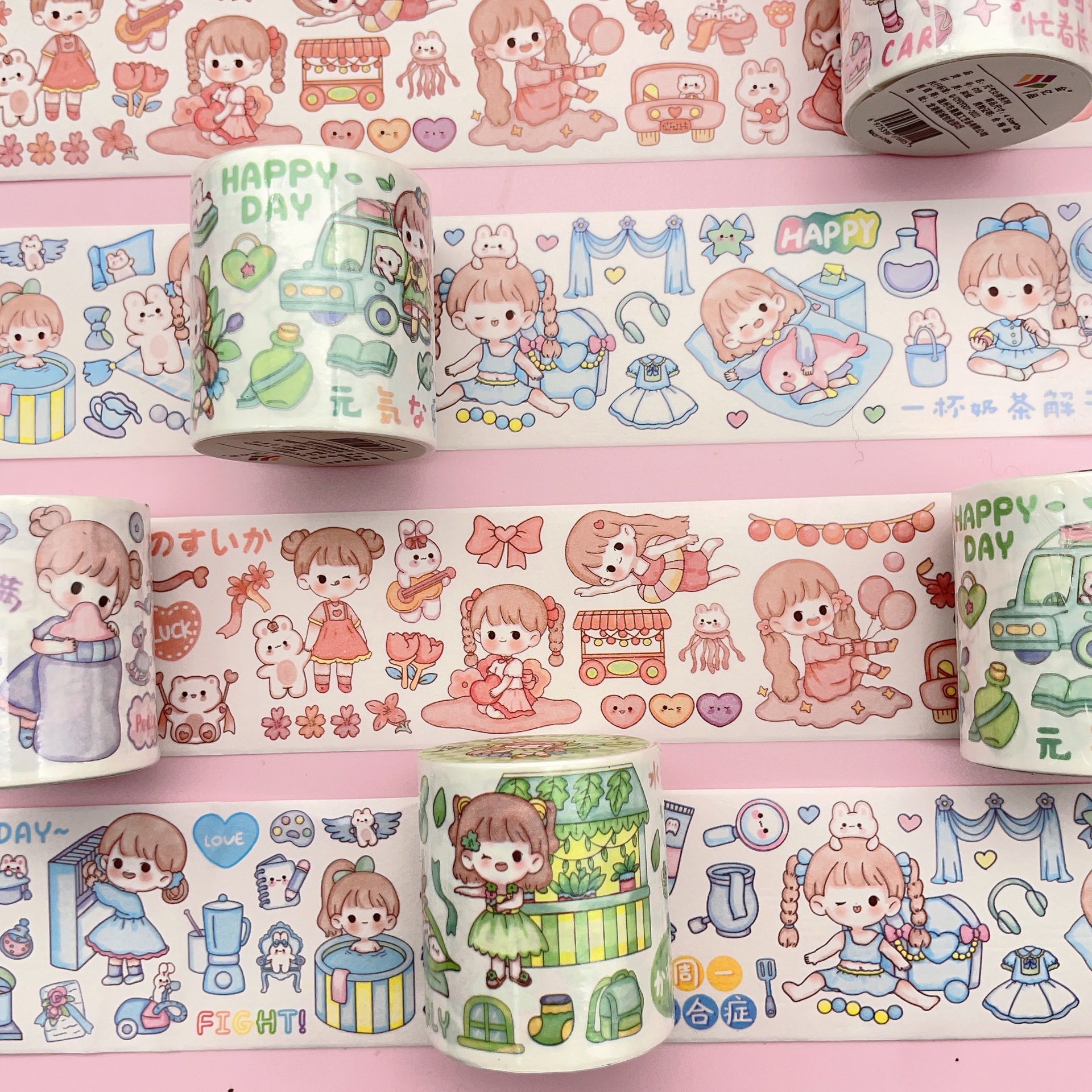 厂家直销卡通人物可爱少女手账素材贴纸ins日记装饰和纸胶带批发详情4