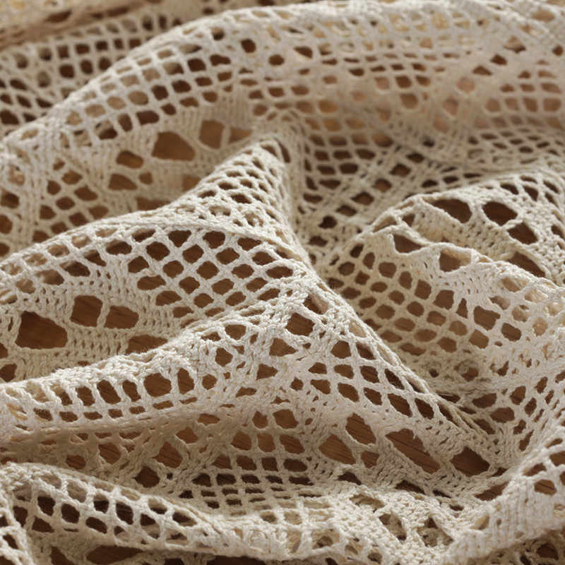 American country-style handcrafted crochet tassel tablecloth with geometric rhombus-shaped hollowed-out decorative fabric as a shooting prop pic 38