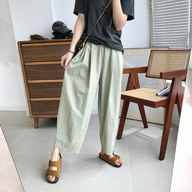 巨百搭轻薄透气酵洗棉小个子奶奶裤九分宽松显瘦休闲裤女夏季薄款详情13
