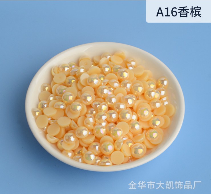 AB Water Lily, AB semi-circular pearl, mobile beauty, AB semi-circular pearl, diy nail art, pearl accessories, flat bottom pic 36