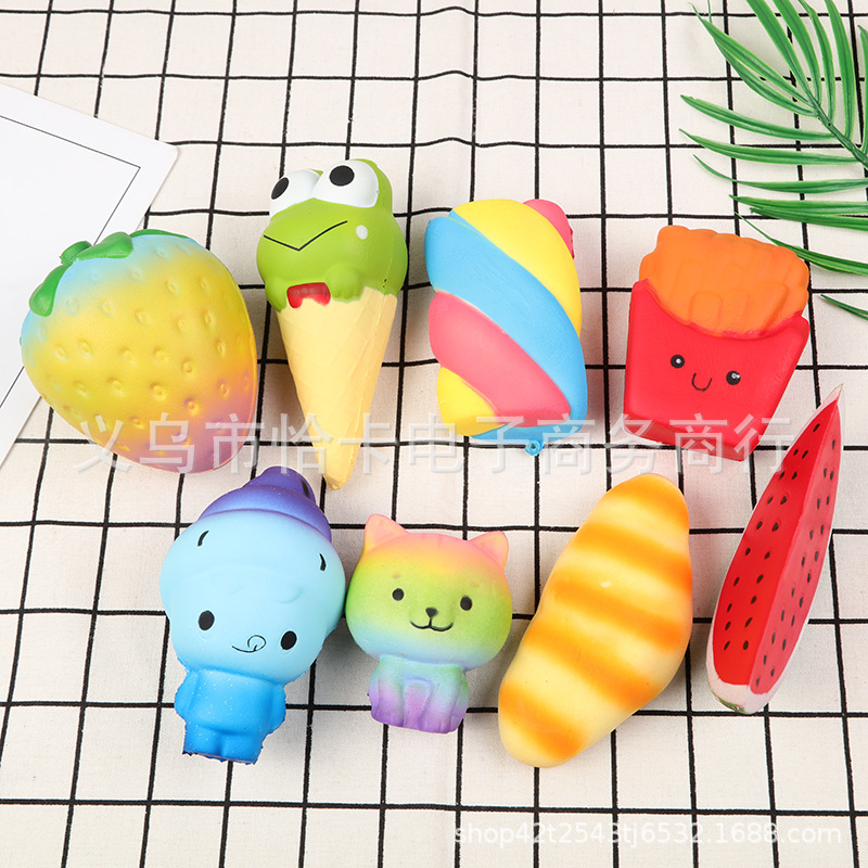 Simulated food pu slow-rebound animal slow-rebound toy squishy slow-rebound eco-friendly watermelon bread banana pic 2