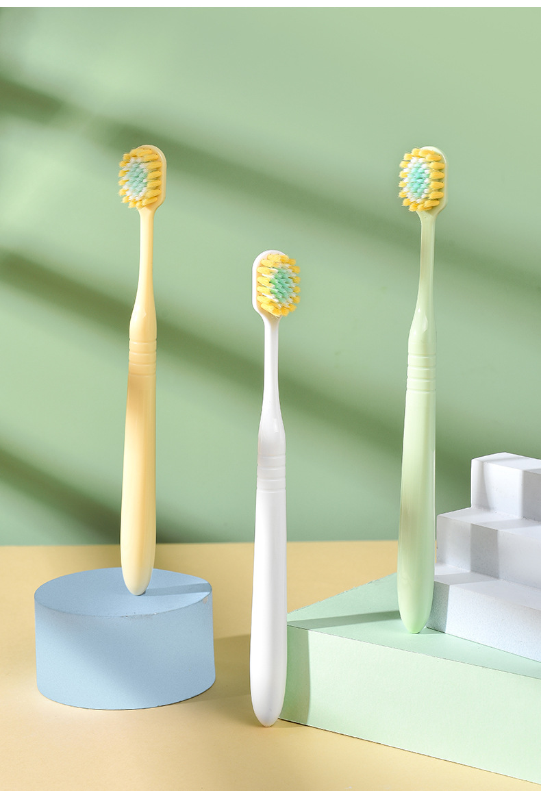 日式宽薄头凸面牙刷软毛3支装 成人专用大头情侣家用高级牙刷批发详情21