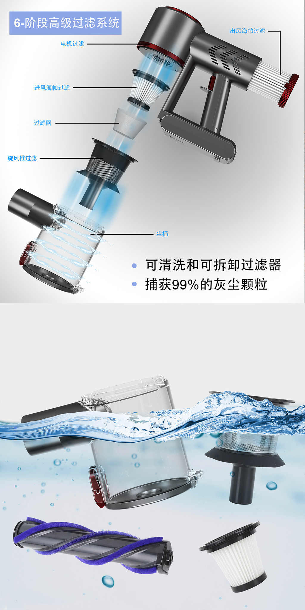 Wireless floor scrubber, small household appliances, smart sweeping, self-pushing vacuum cleaning, mopping and self-cleaning all-in-one machine pic 6