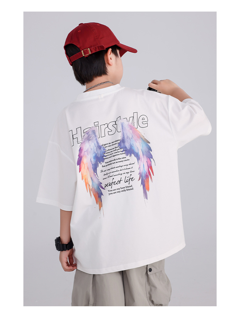 男童夏季凉感短袖白t恤2025新款儿童夏装半袖体恤中大童装上衣潮详情12