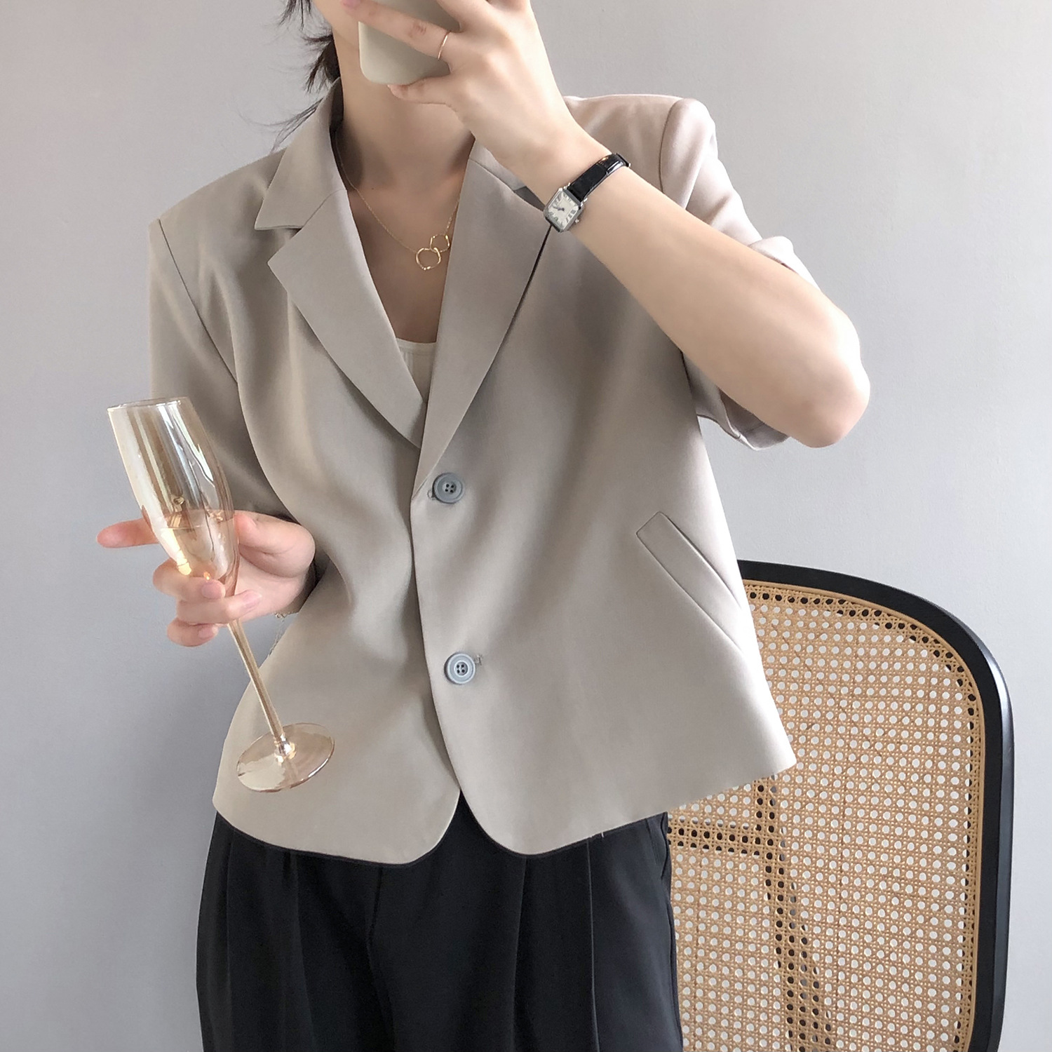 Yanshuang Solid Color short-sleeved blazer for women 2022 Summer New Korean Style loose and elegant short jacket 80158 pic 49