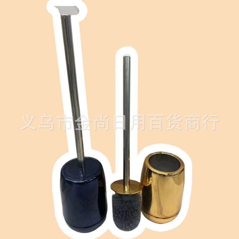 Gold-plated toilet brush for household bathroom cleaning, no blind spots, with base, bathroom long handle gold-plated set pic 7