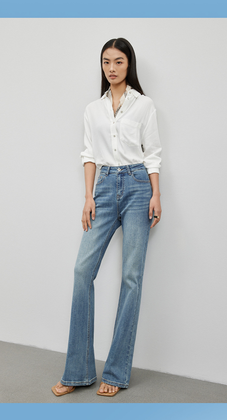 High-end flared jeans for women in the autumn of 2024, high-waisted, retro fringed, slimming, floor-length hoof-shaped pants pic 10