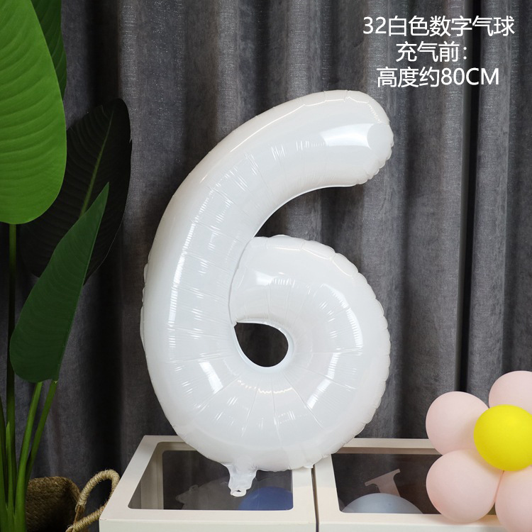 32寸白色数字气球ins小红书同款生日派对布置简约大数字铝膜气球详情19