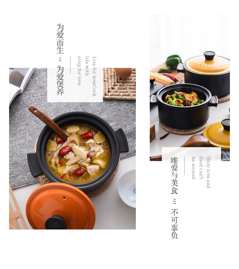 Ceramic straight tube clay pot, induction cooker special earthenware pot, king soup pot, stewing pot, fashionable and trendy clay pot pic 4