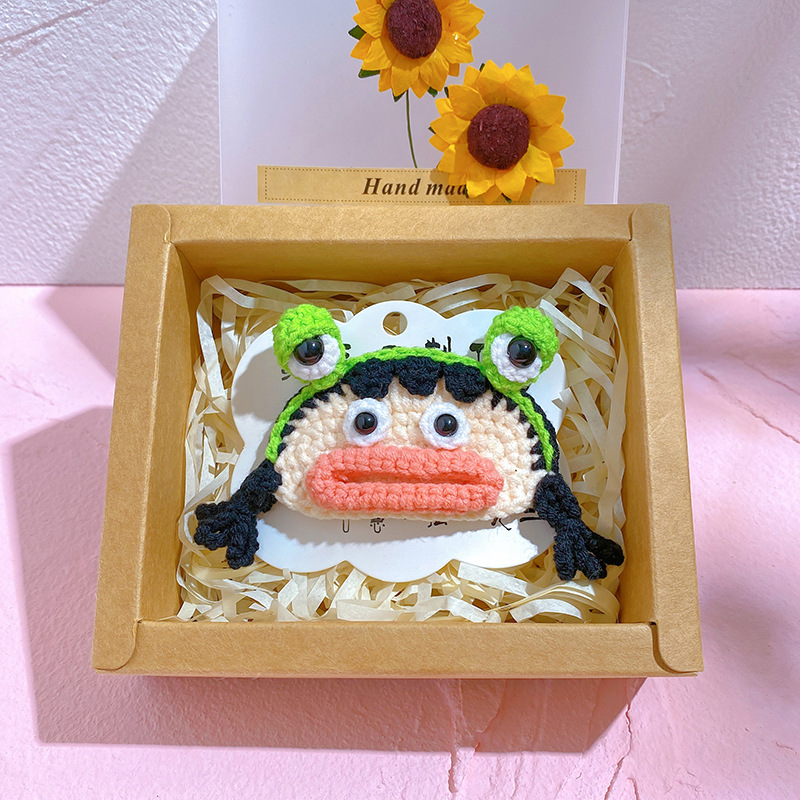 纯手工钩织毛线发夹丑萌大嘴妹搞笑发夹刘海夹搞怪发夹香肠嘴发卡详情10