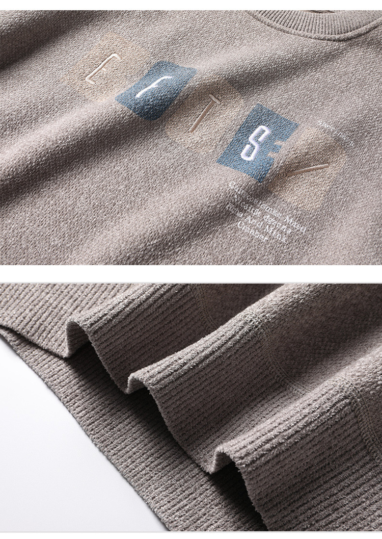 Winter new style men's round-neck casual and fashionable loose knitted sweater base layer with fleece pic 24