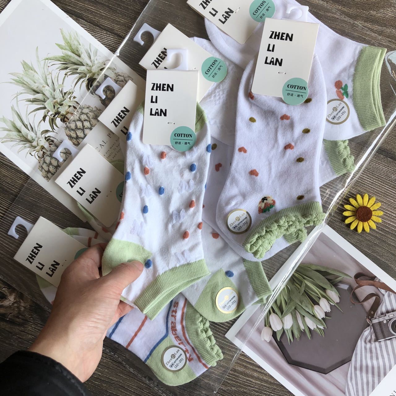 供商超袜子批发5-10双装男士运动短袜ins网红同款小清新花边女袜详情14