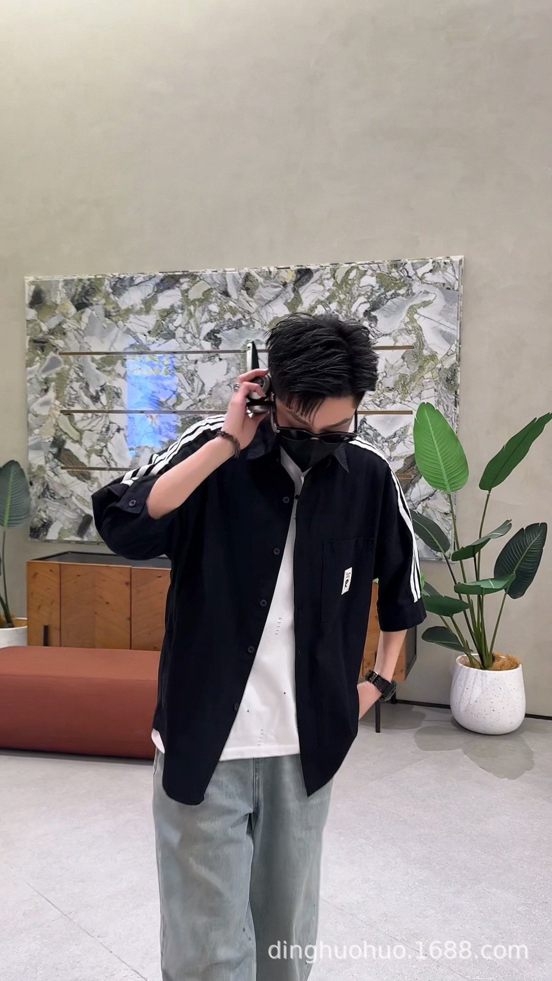 衬衫男士夏季潮流五分袖衬衣男装帅气短袖上衣服薄款七分中袖寸衫详情10