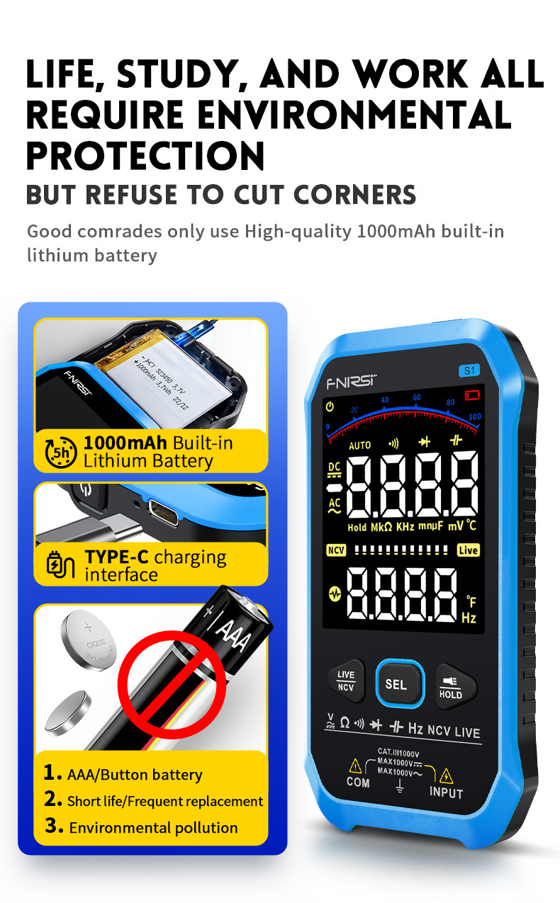 S1 multimeter digital high-precision fully automatic portable ultra-thin anti-burning digital display multimeter, electrician pic 12