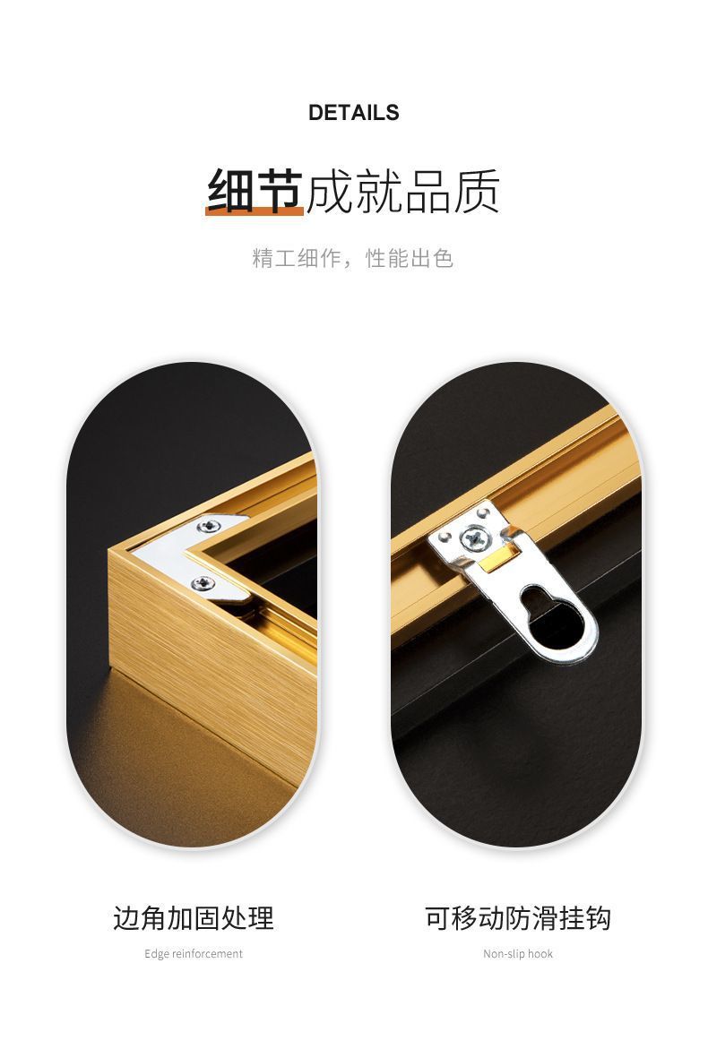 现代外贸爆款黑金色叶子抽象几何轻奢客厅卧室海报晶瓷装饰画海外详情7