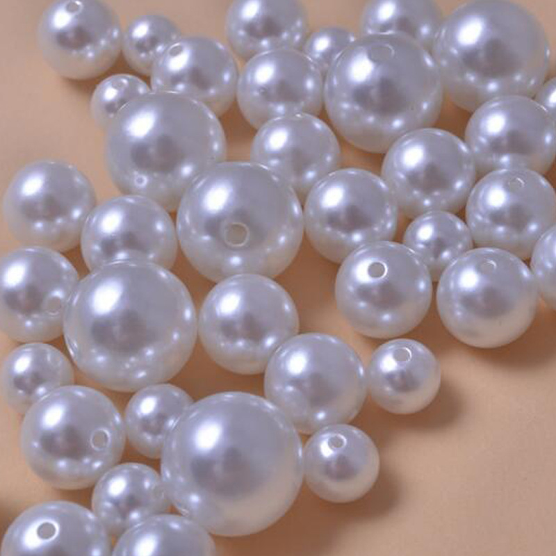 Through-hole pearl grass green jewelry accessories ABS imitation pearl perforated Yiwu manufacturer cut thread pearl string beads perforated round beads pic 29