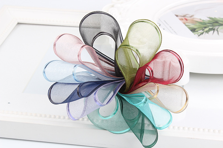 Dingxin Ribbon Wholesale, double-sided bright silk striped snow gauze ribbons, diy handmade hair accessories, bouquets, gift boxes, packaging ribbons pic 7