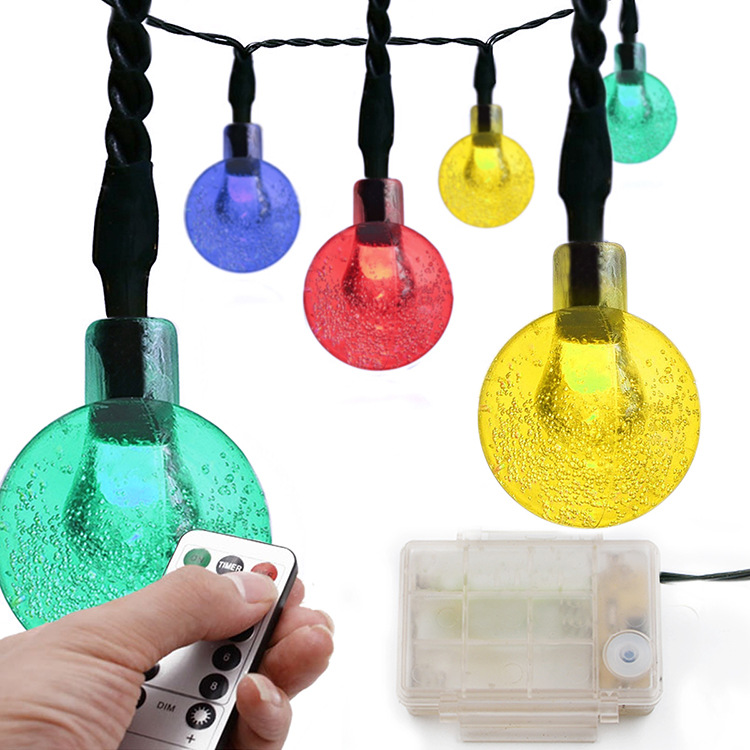 Battery box, 8-mode light string, 30-LED bubble bead decorative light string, Christmas color light, indoor and outdoor light string, waterproof pic 1