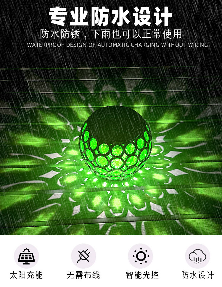 Solar-powered decorative lights, villa courtyard balcony garden arrangement light and shadow atmosphere lights, creative polka dot outdoor night lights pic 2