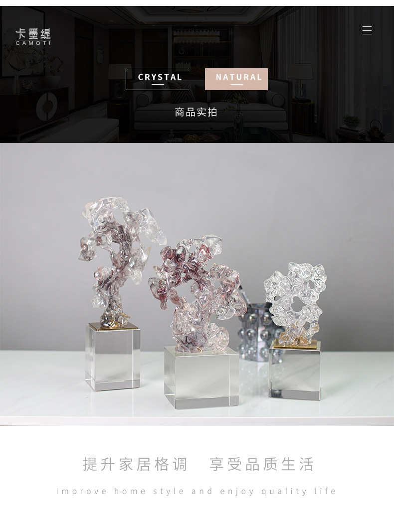New Chinese-style resin sculpture entrance hall decorative items, abstract crystal imitation creative art decorative items pic 24
