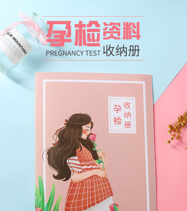 Wholesale prenatal checkup report storage book, cute prenatal checkup information book folder, A4 size, portable A4 maternity storage bag pic 1
