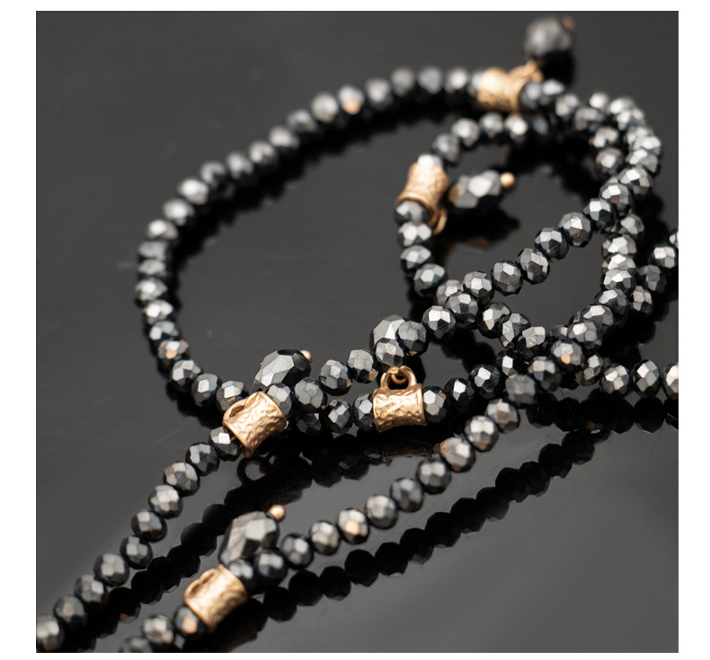 小众设计感铜合金项链璀璨金币黑色百搭长款项链中古撞色串珠项链详情8