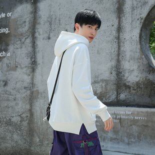 300g重磅长袖男士t恤纯棉宽松纯色上衣圆领青年秋冬t-shirt打底衫详情7