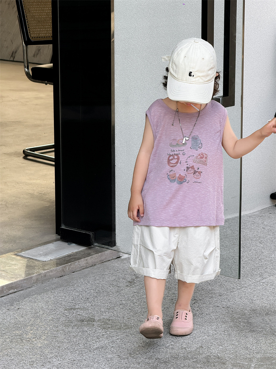 宝宝短袖夏装薄款男童夏款韩版童装2024夏季儿童拉架印花背心详情16