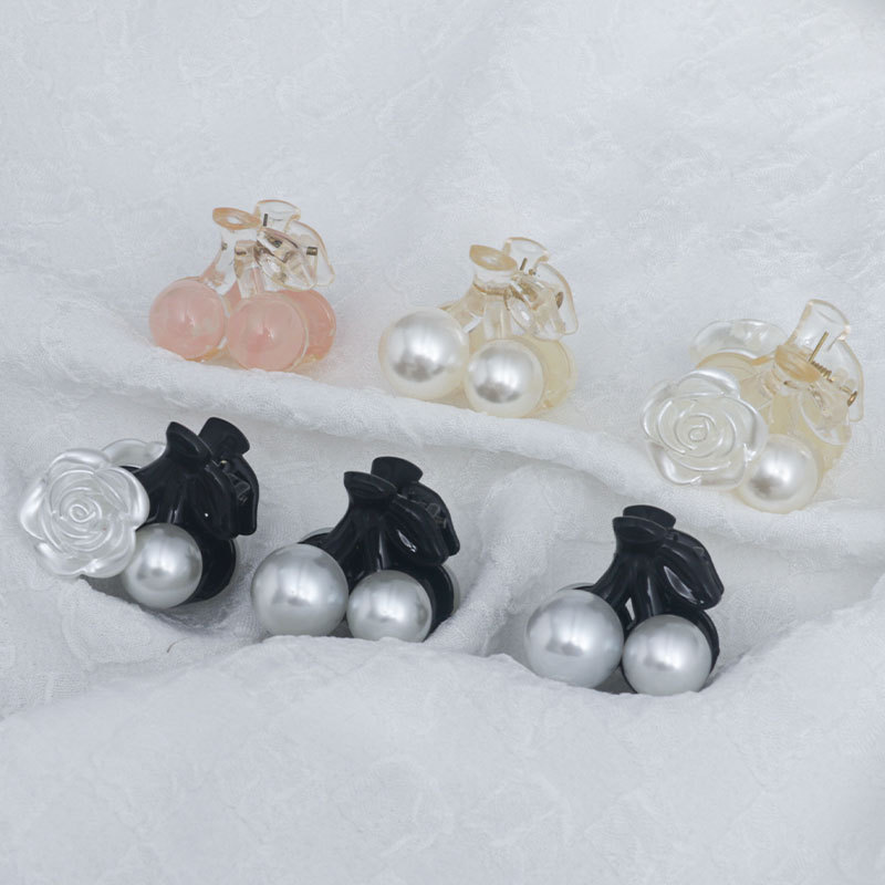 新款diy奶油胶手工发夹饰品配件黑色迷你几何小抓夹珍珠刘海夹详情4