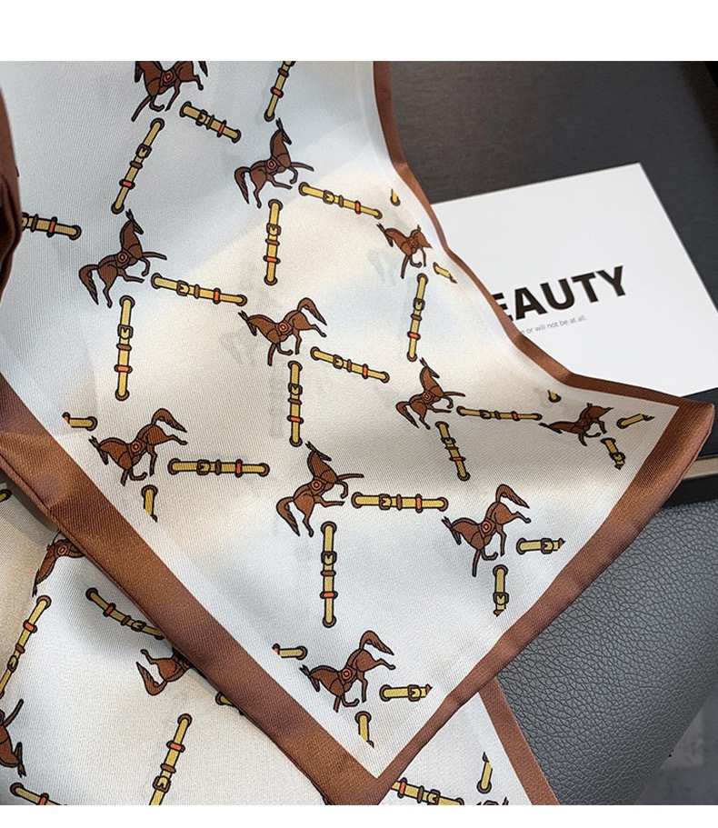 Spring and Summer versatile shirts, headbands, neckerchiefs, small ribbons, geometric graffiti decorations, high-end look, long and thin silk scarves for women pic 4