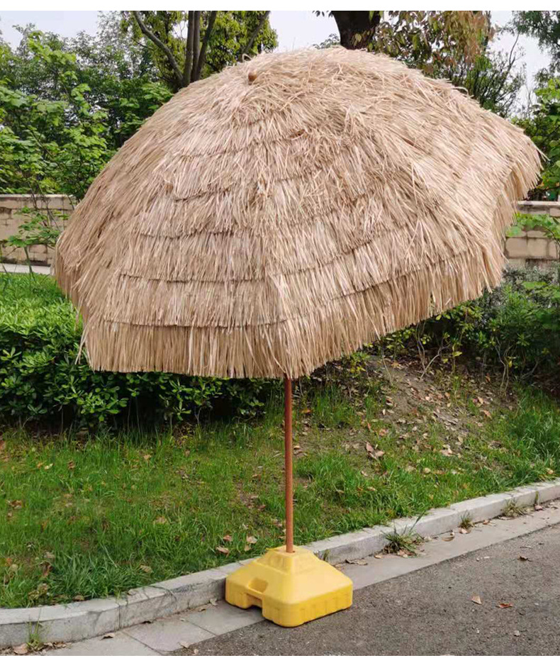 户外遮阳仿真稻草伞防嗮防雨晴雨伞庭院沙滩大号折叠太阳伞详情7
