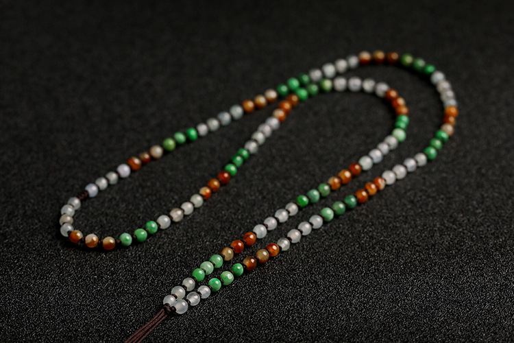 Natural premium jadeite A-grade round beads 5mm woven necklace rope round bead pendant hanging rope jadeite bead chain pic 5