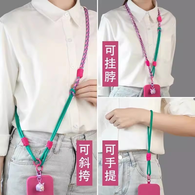 跨境手机挂绳斜挎挂脖手腕防丢可拆卸调节手工编织挂绳女长款批发详情10