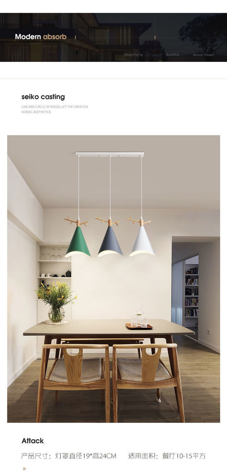 Restaurant chandelier, three-head table lamp, modern bar counter, small, simple and creative Nordic led dining room wholesale lighting fixtures pic 6