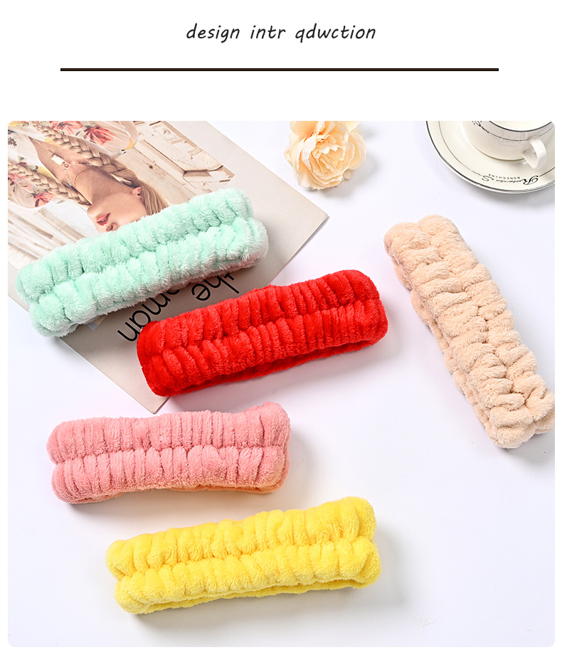 Bow face wash and hair band for girls wholesale solid color white matching makeup simple sweat-wiping wrist band flannel hair band pic 39