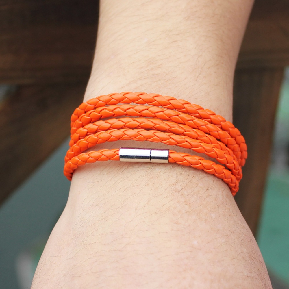 Wholesale of new style bracelets, colorful punk couple bracelets, multi-layer PU leather for men and women, charming leather pic 15