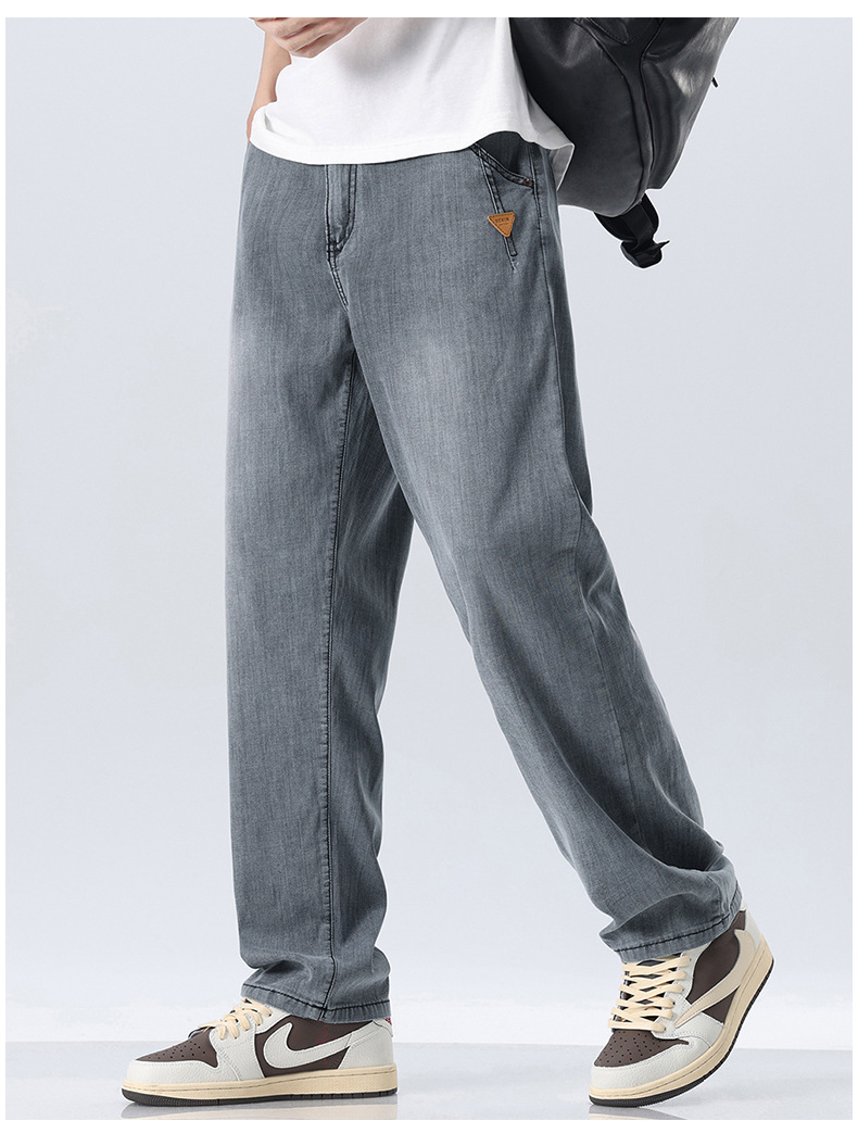 2024夏季时尚牛仔裤男新款修身休闲高弹宽松青少年学生薄款直筒裤详情16