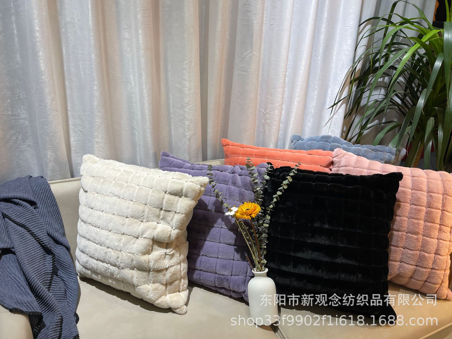 Winter InS-style plush cushion pink solid color pillowcase, ins plush cushion cover wholesale factory direct sales pic 28