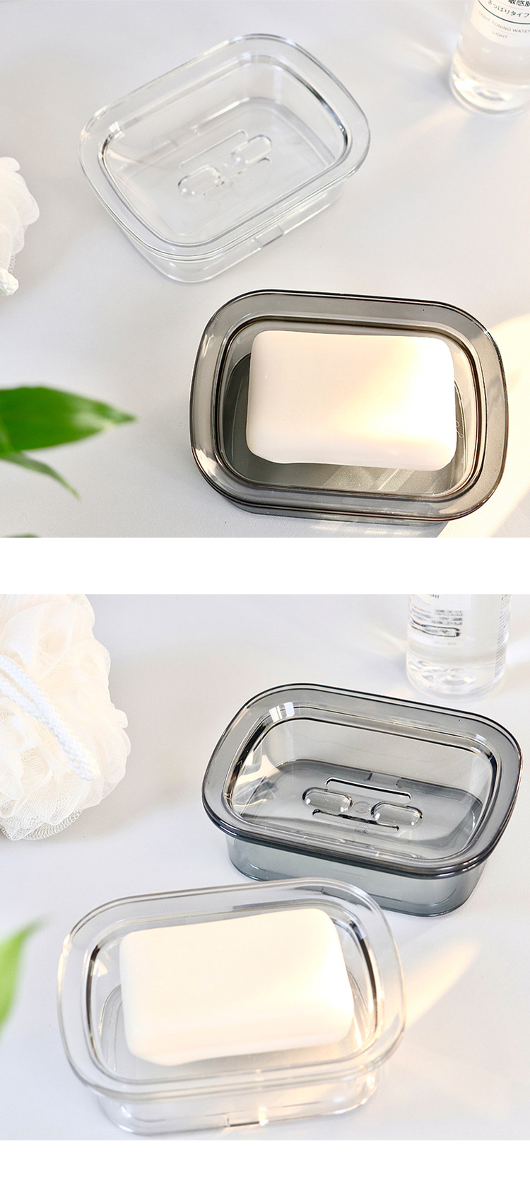 轻奢塑料香皂盒卫浴香皂架便携式洗衣皂双层沥水皂盒卫生间肥皂盒详情2