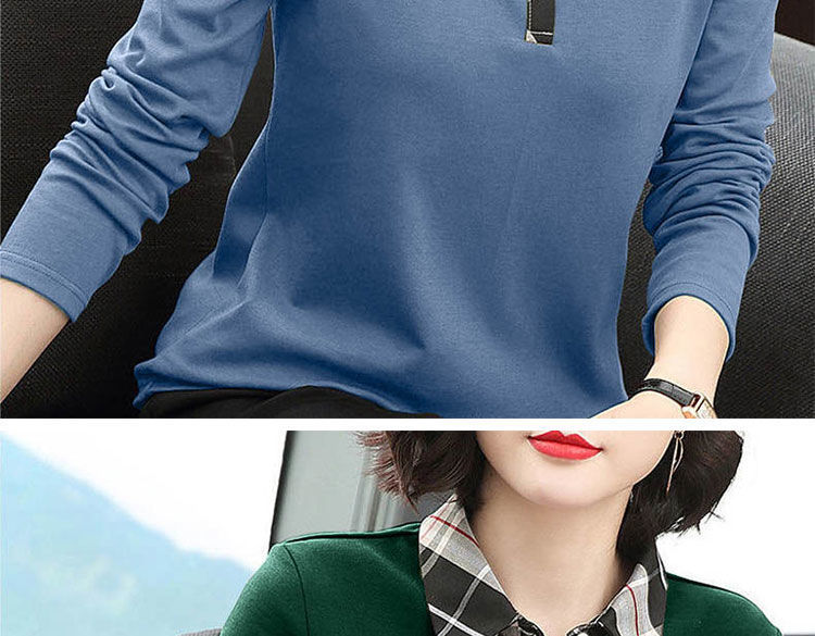 POLO base layer long-sleeved solid color 2022 Spring/Autumn new loose Korean-style fashionable and versatile T-shirt, trendy for ladies pic 8